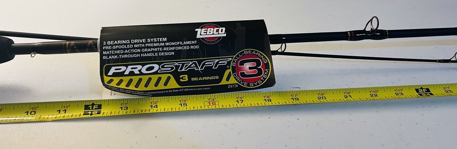 Vtg Zebco Pro Staff Spinning Fishing Rod & Spincast Combo 2 Piece Rod 6′ M