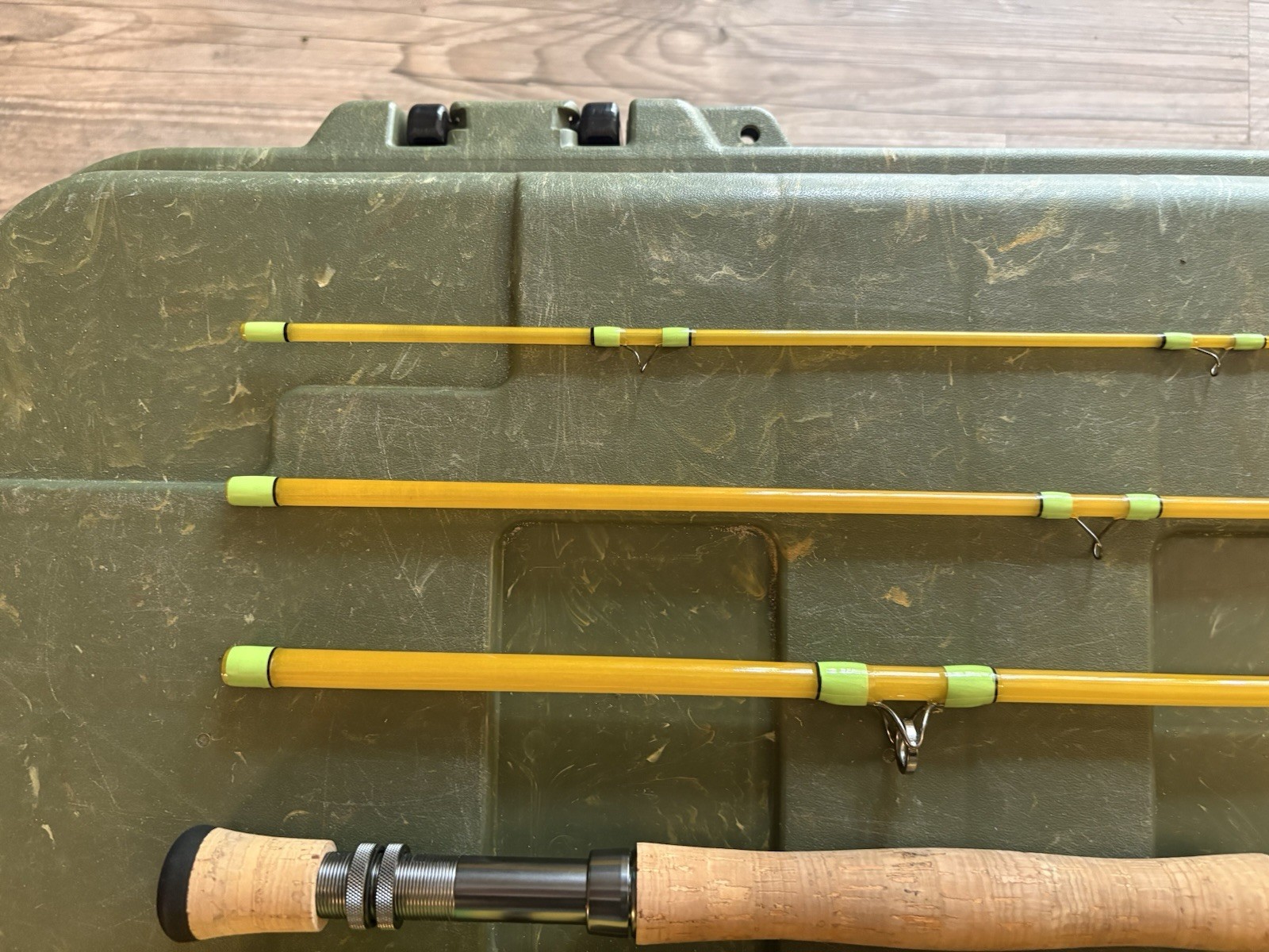 The Whuff Rod Co. Power Glass 8ft 8WT 4pc Fiberglass Fly Rod Yellow/Green