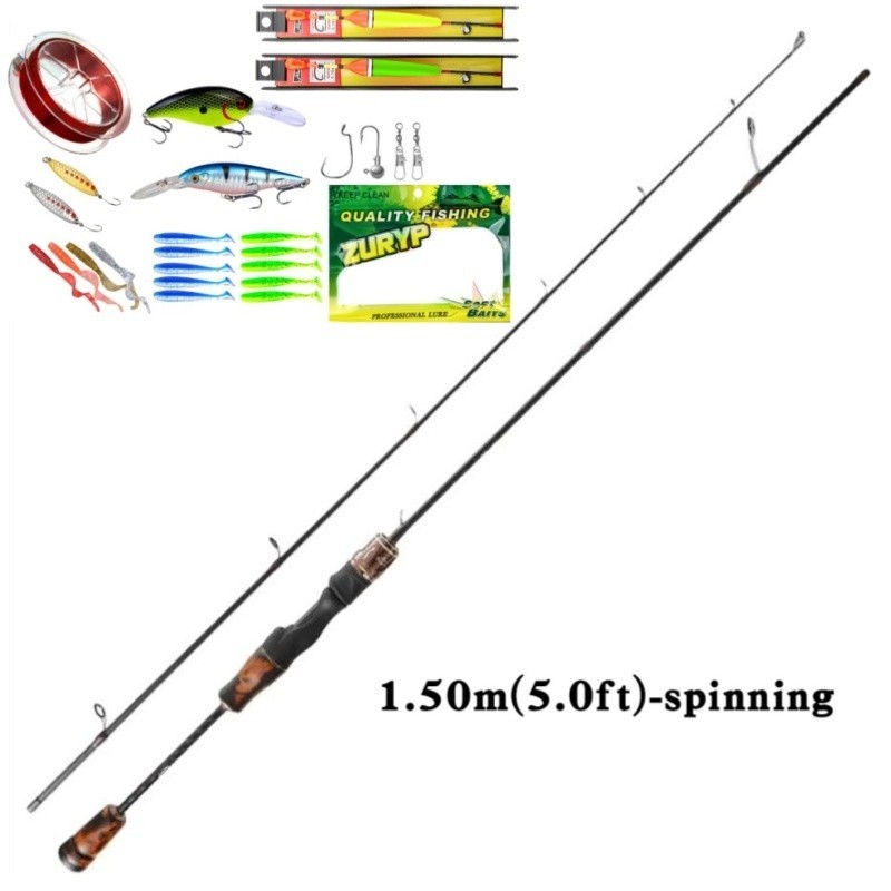 Fishing Rod Carbon Fiber Spinning Casting Poles Lure Rod 2 Sections Fast Actions