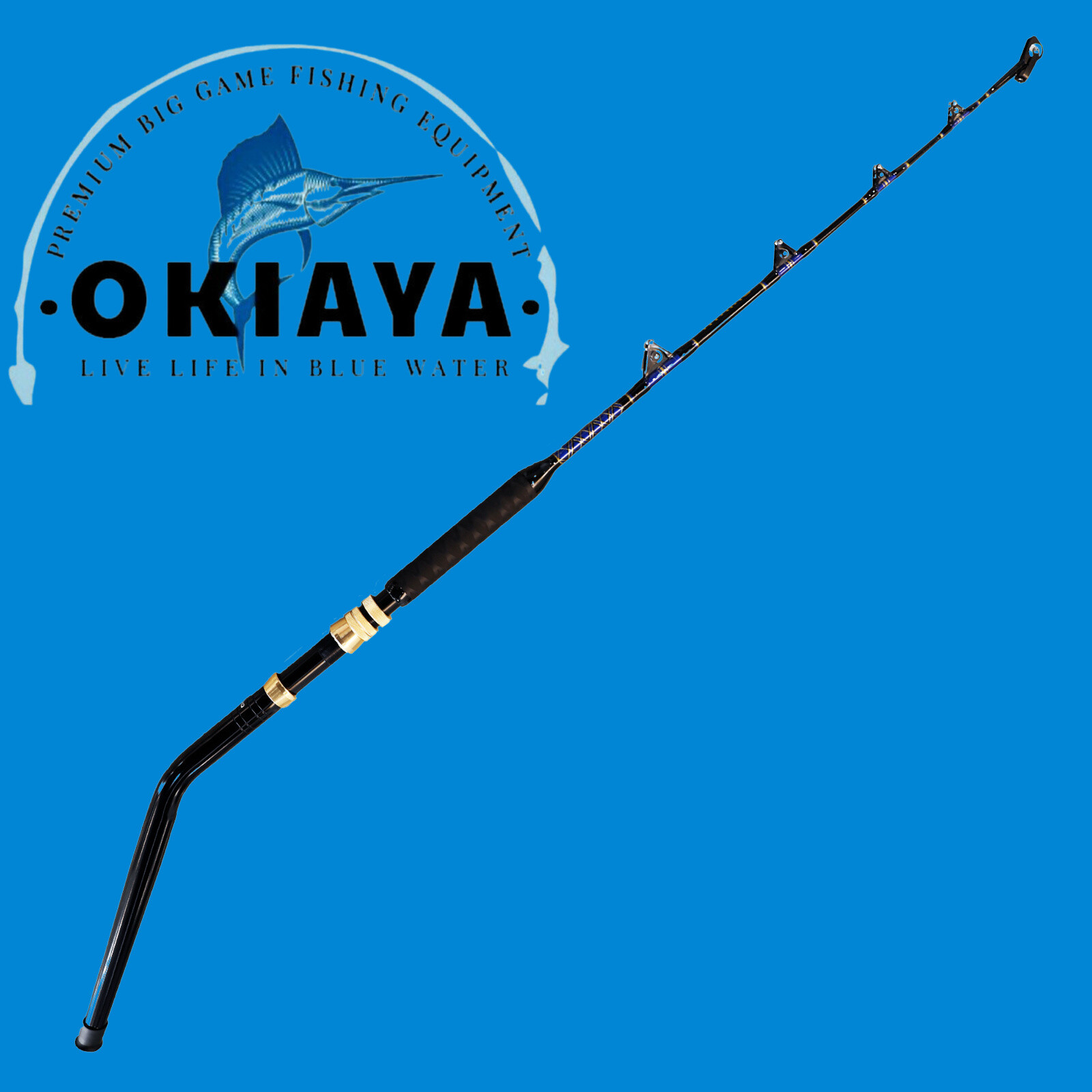 OKIAYA 80-130lb 5’6″Blueline” Saltwater Fishing Rod Bent Butt Swivel Tip