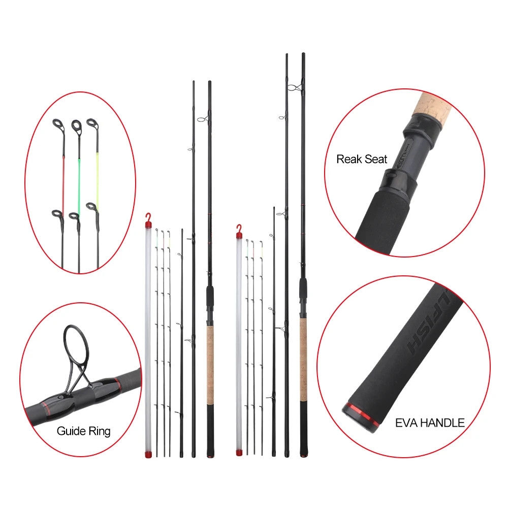 ROLLFISH 3.6M/3.9M Carbon Fiber Feeder Fishing Rod with 3 Spare Solid Tips, Pole