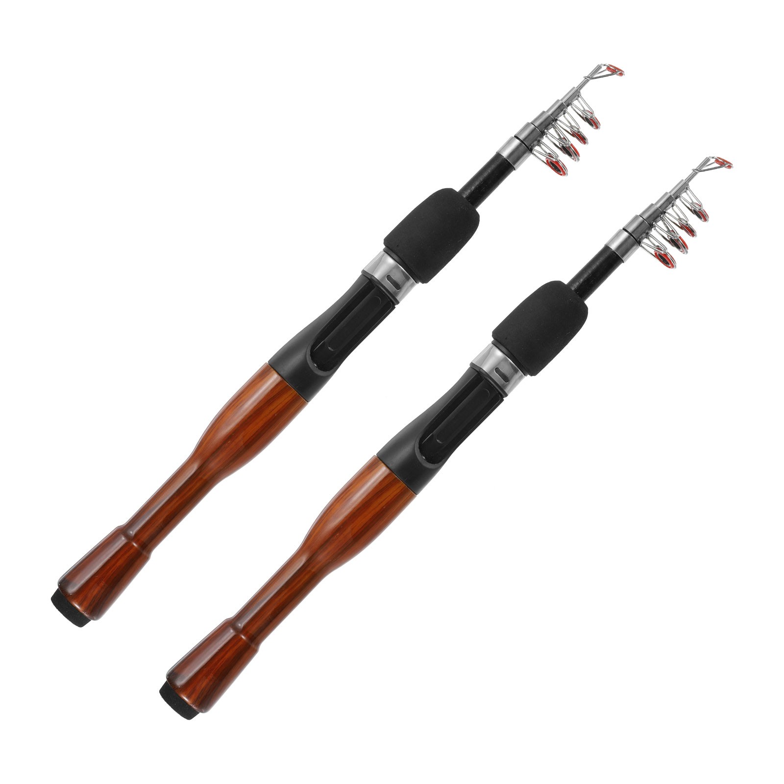 2pcs Telescopic Fishing Rod 52 Inch Lightweight Collapsible, Black / Yellow