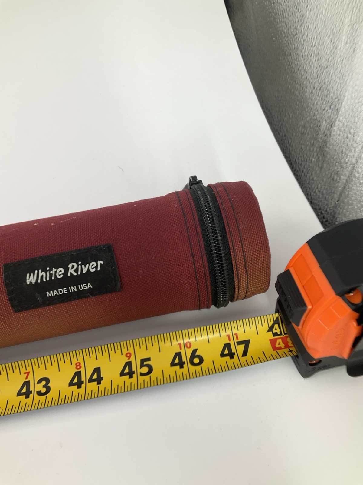 Vintage White River Fly Rod Carrying Case Tube Rod Holder Red 48″ Zipper