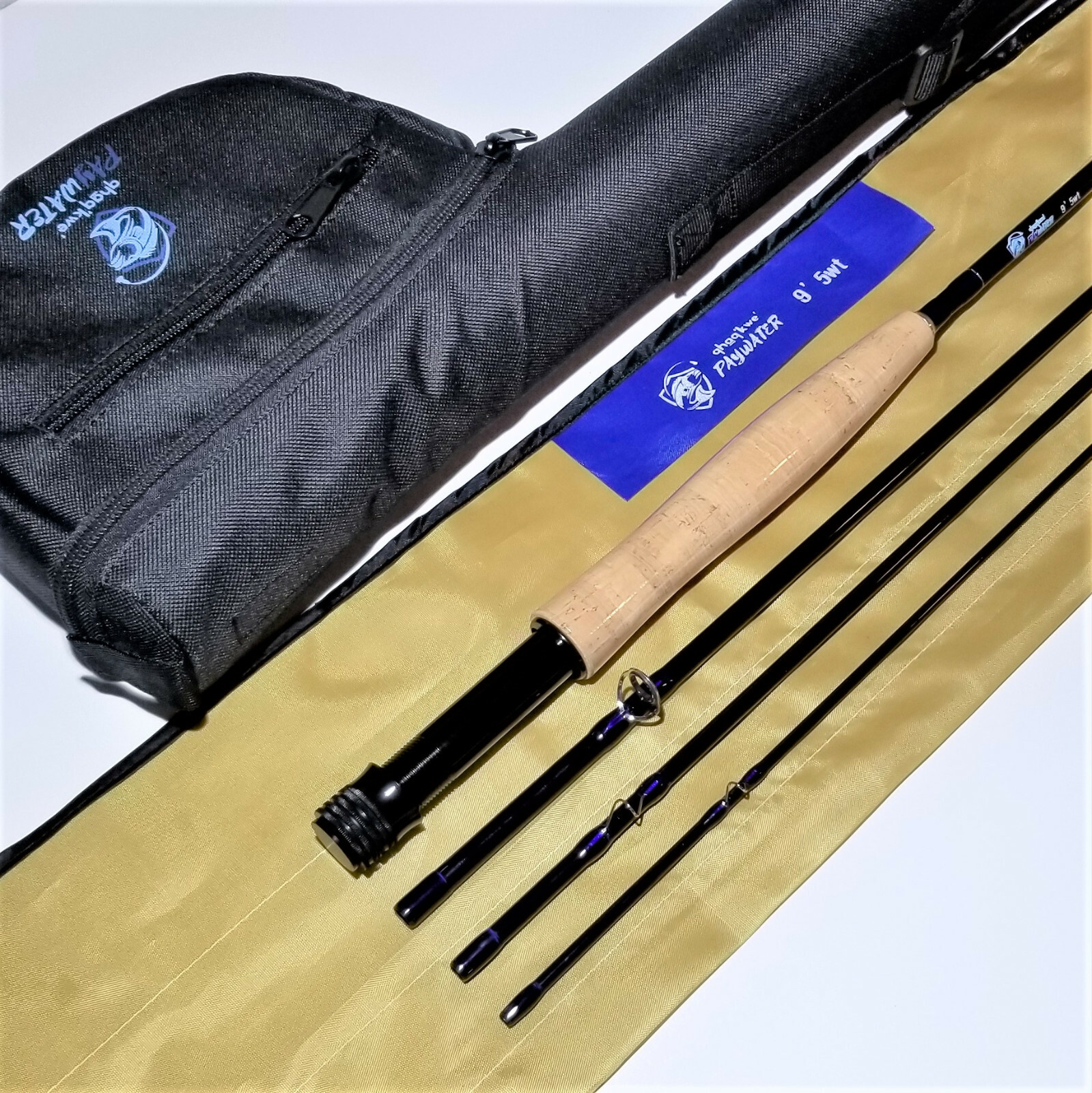 PayWater BLUE 9′ 5wt Medium Action IM6 Carbon Fly Rod Snake Guides 4pc R&R Case