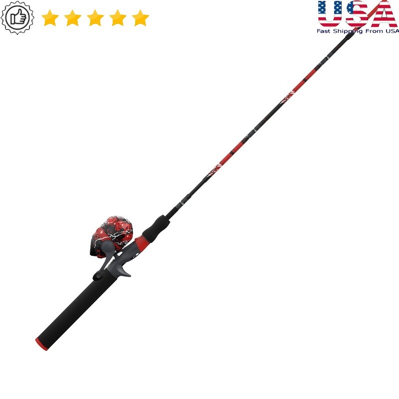 SPLASH Spincast Fishing Rod Reel Combo 6ft 2pc Moderate Action Fiberglass New