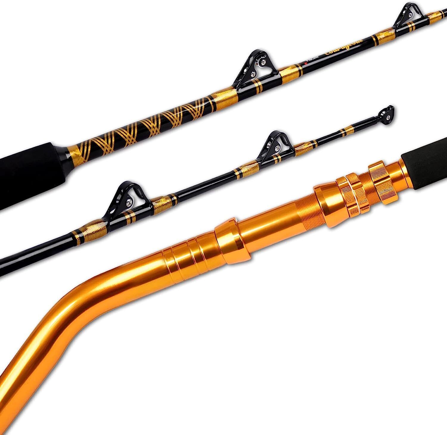 2-Piece Bent Butt Trolling Rod Saltwater Deep Sea Roller Big Game Fishing Pole