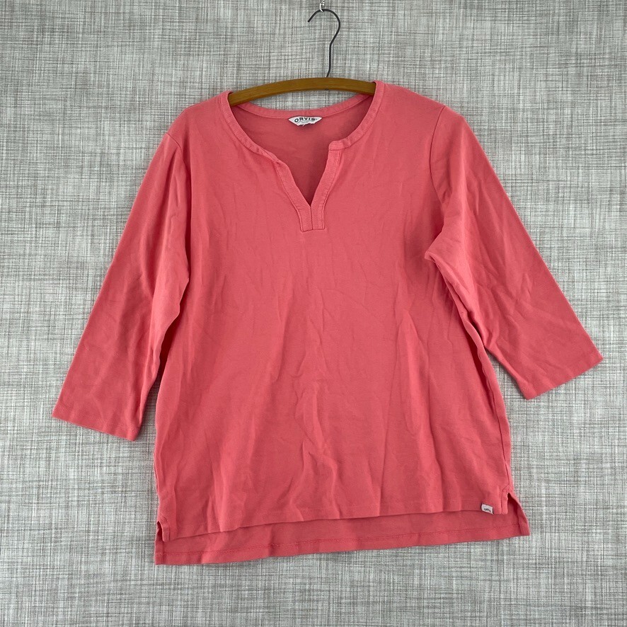 Orvis 3/4 sleeve shirt Top Womens 2157 pink 2157