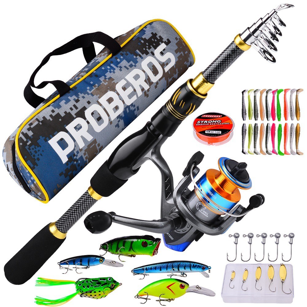 Sexy Telescopic Fishing Rod Reel Combo Set Casting Rod Spinning Reel Line Lure