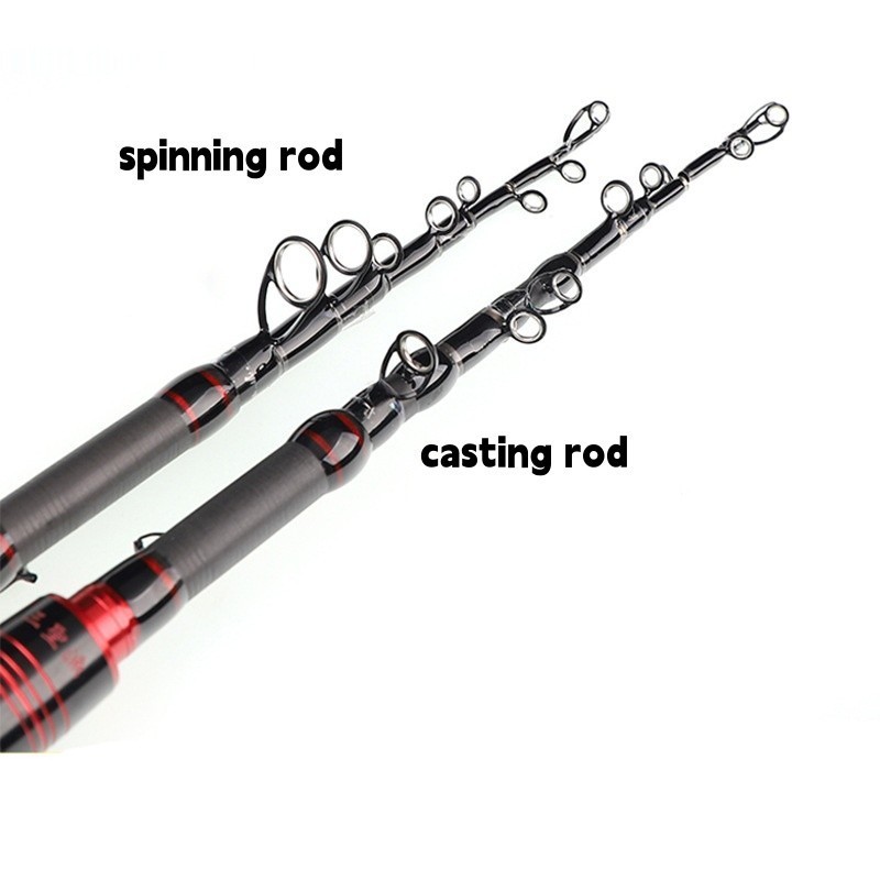 Telescopic Fishing Rod 7′ Baitcast Lure Rod Carbon Fiber Spinning Casting Travel