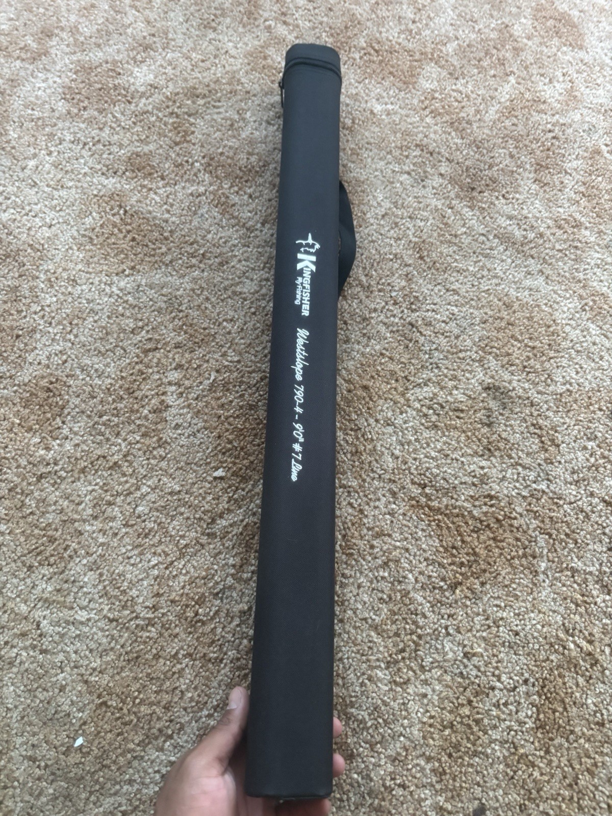 Kingfisher Fly Fishing Combo Rod Reel Travel Case Black Padded Nylon Tube
