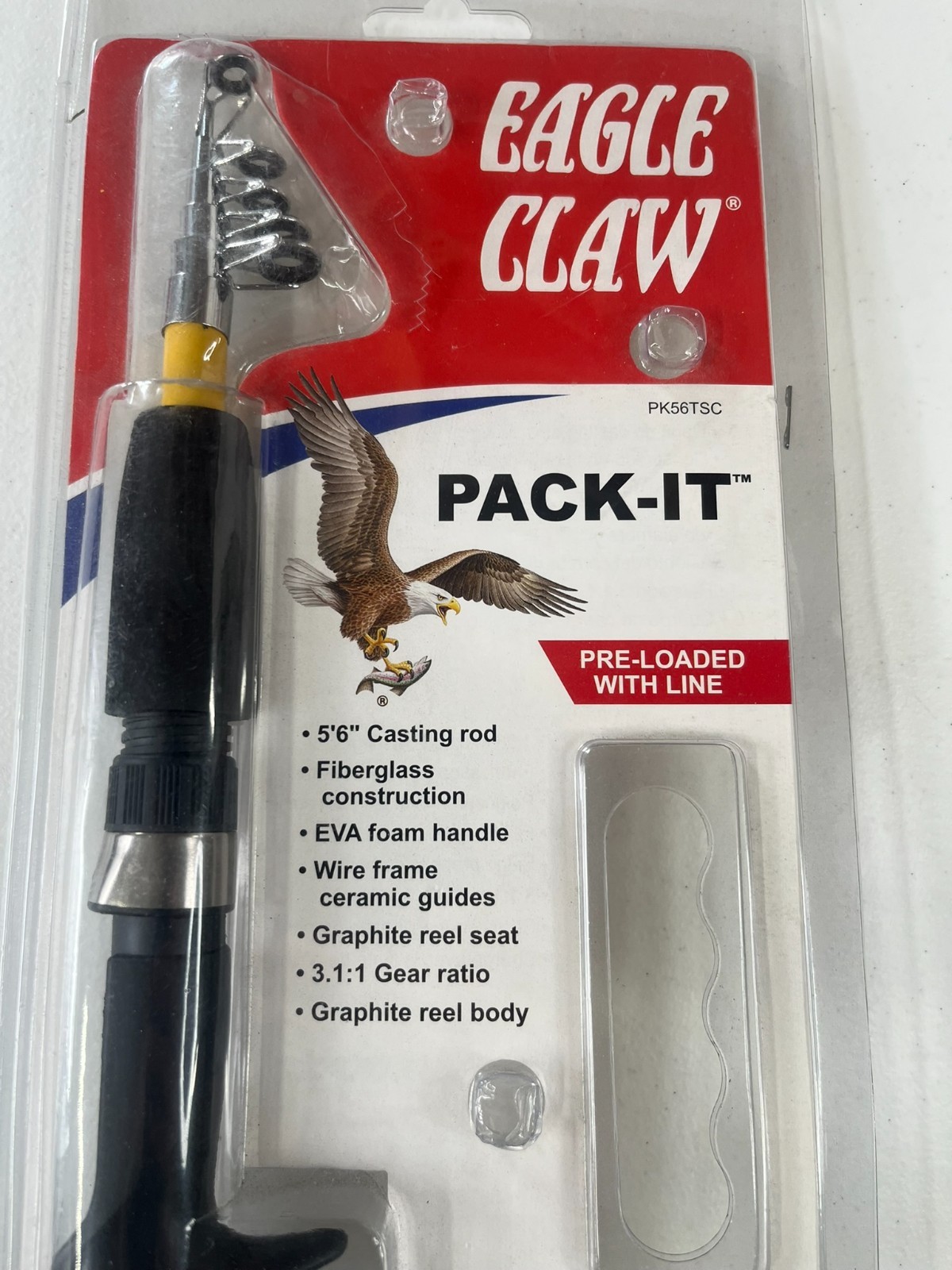 EAGLE CLAW “PACK IT” Telescoping Spincast FISHING Reel And Rod Combo NEW