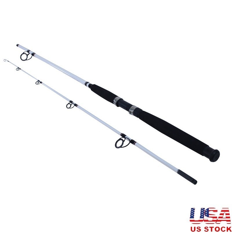 8ft Fiberglass Spinning Fishing Rod Medium Heavy 12-30LB Power Durable Guides US