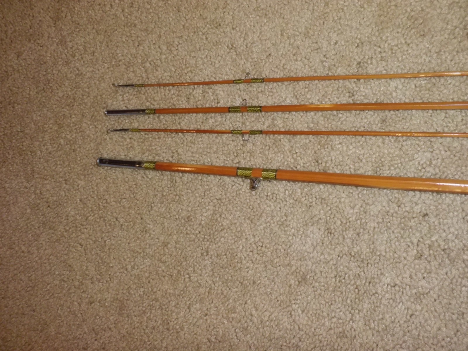 Vintage ANGEL FISH BRAND Split Bamboo Fly 8′ Rod made in Japan w/ 2 tips