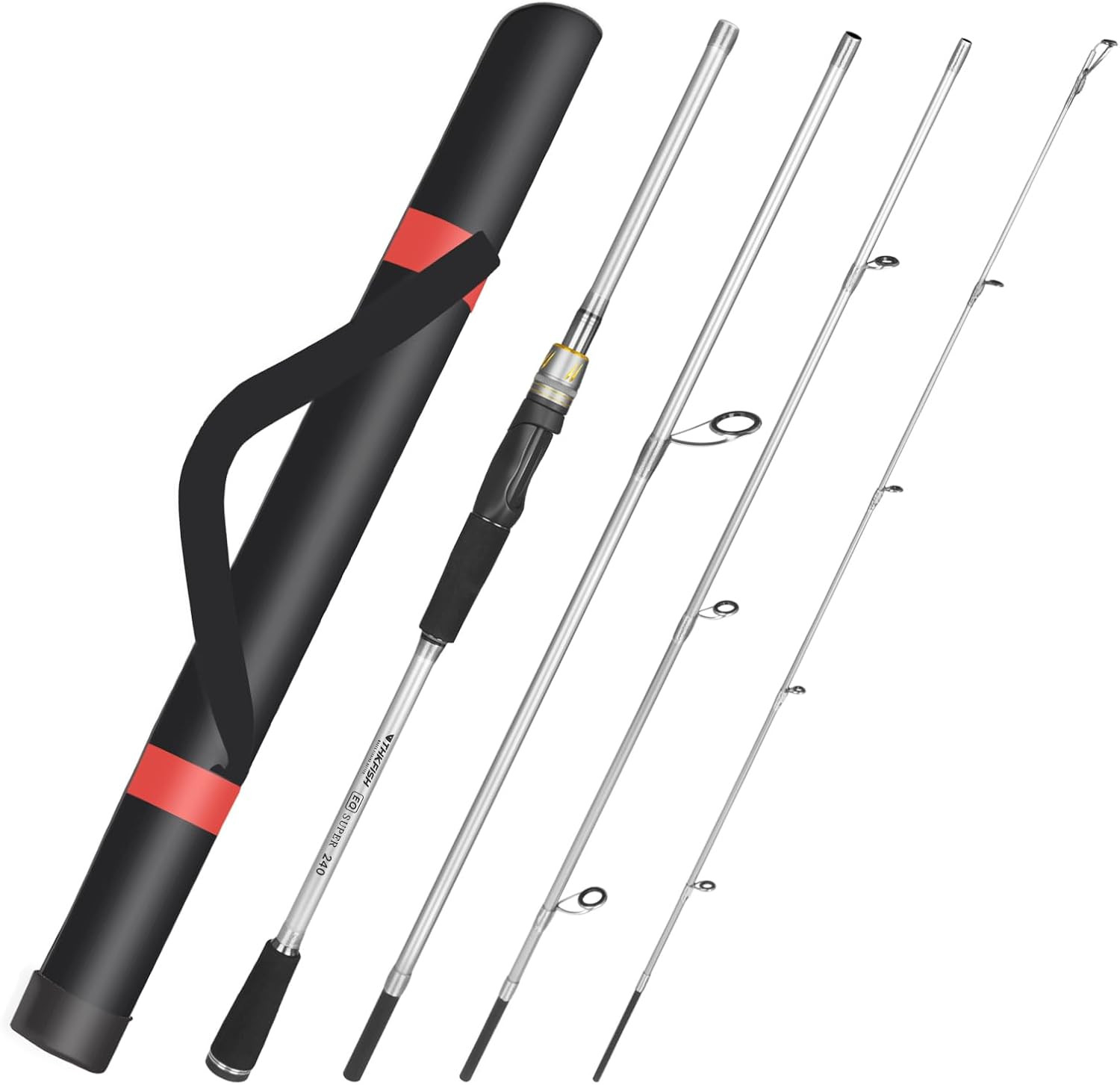 Travel Fishing Rods, 4 Piece Spinning Rod with Bag,6-7.87Feet Carbon Fiber Light
