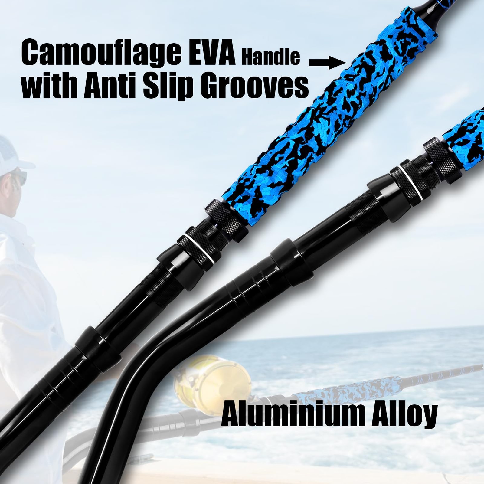 Fiblink Saltwater Offshore Trolling Rod Big Game Rod Conventional Boat Fishin…