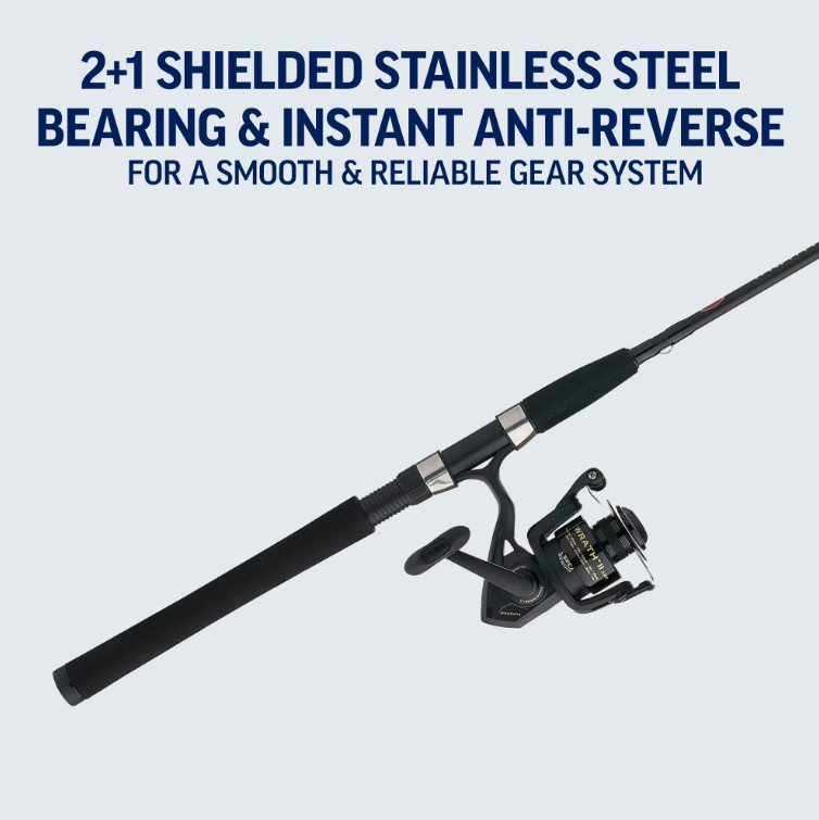 PENN Wrath II Spinning Fishing Combo, 7′ Medium Rod, 4000 Size Reel Saltwater