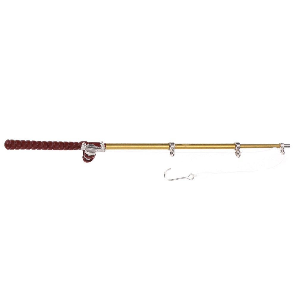 Miniature Small Fishing Pole Model Alloy Fishing Rod for Mini House Decor