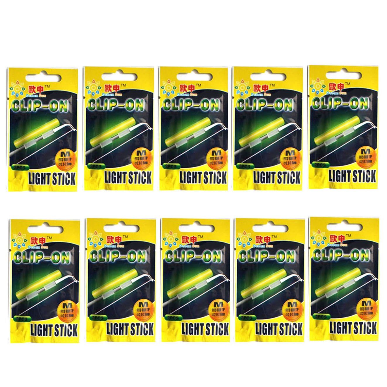 Clip On Fishing Glow Sticks For Pole 20 Pcs10 Packs M L XL Green Fluorescent …