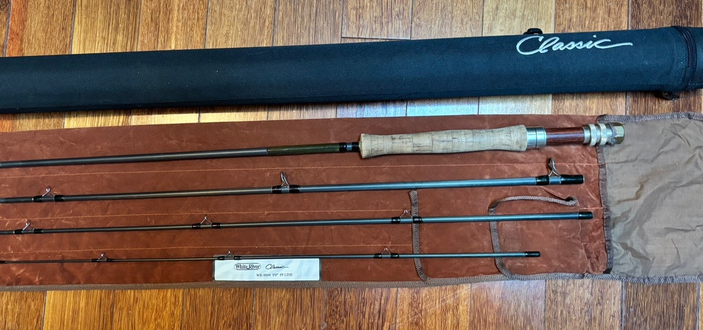 White River Classic Fly Rod 9’ WR909-4 9wt W/Hard case.