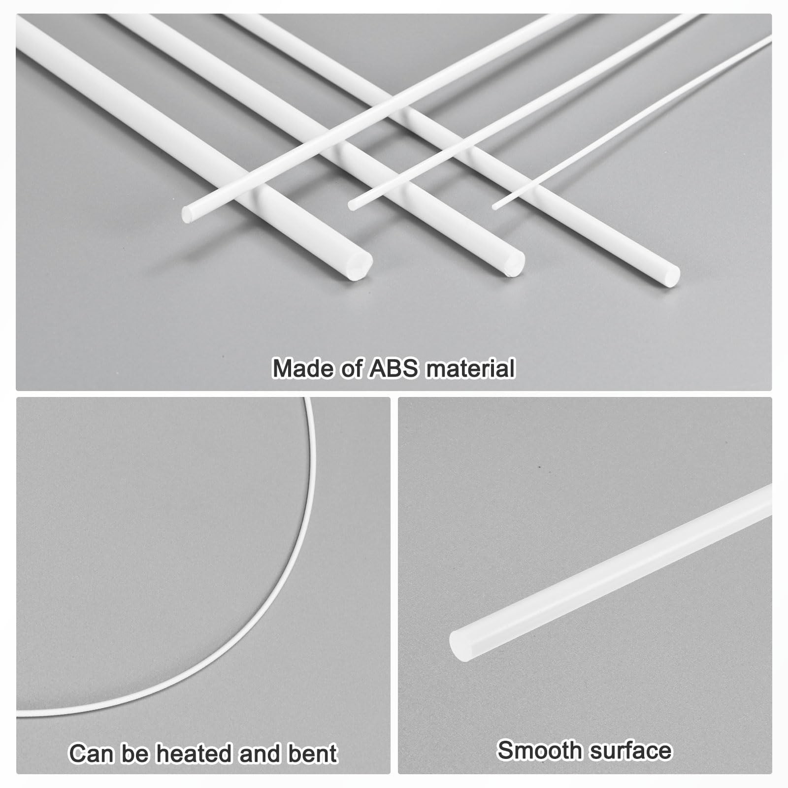 10-Pack Round Plastic Bars Rods, 4mm x 250mm ABS Smooth Plastic Tube Rod for …