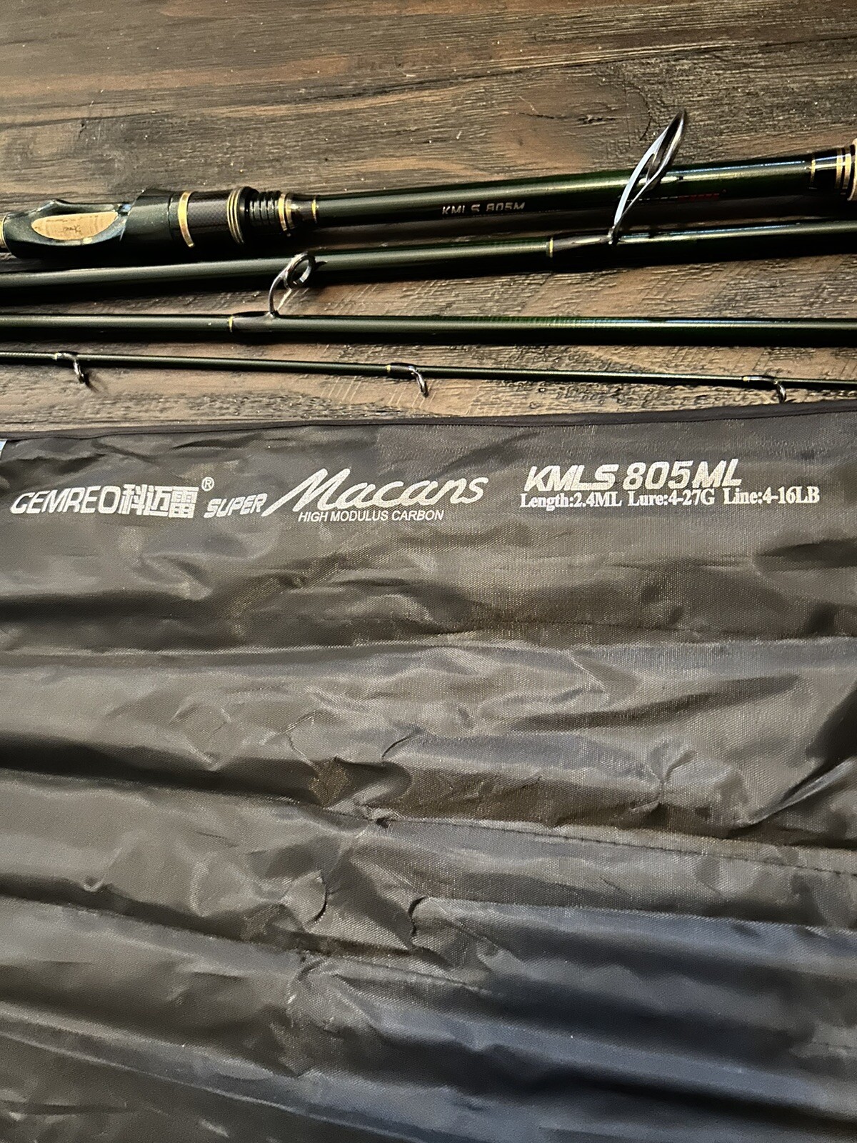 Macans Carbon Fiber Spinning Casting Fishing Rod Portable Green Fishing Pole 8ft