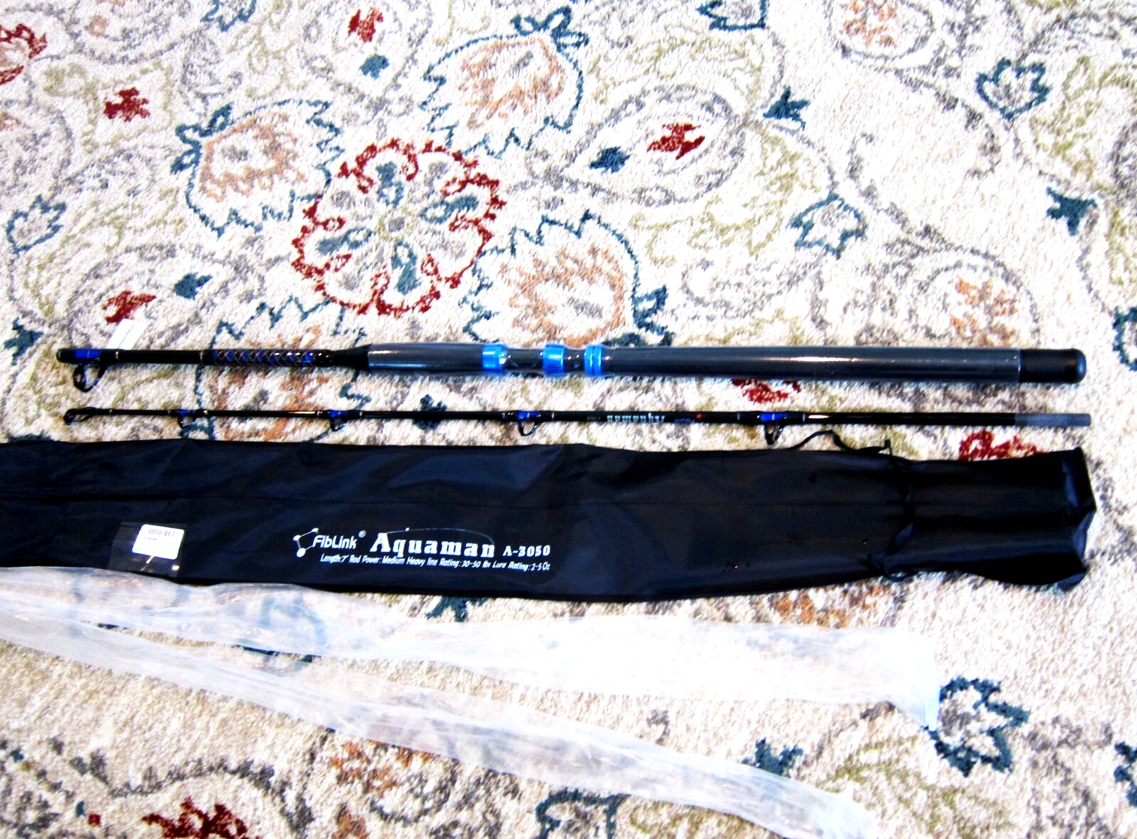 FibLink Aquaman A-3050 2-PC Stand-Up/Jigging Rod w/Case: 7′; 30-50lb – NEW!!!