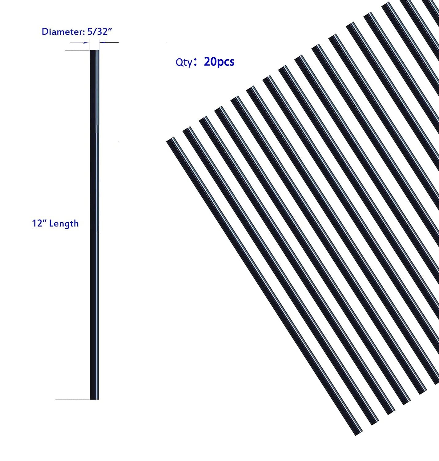 30pcs 1/4 In Dia x 12 In Clear Transparent Round Acrylic Dowel Rods Sticks
