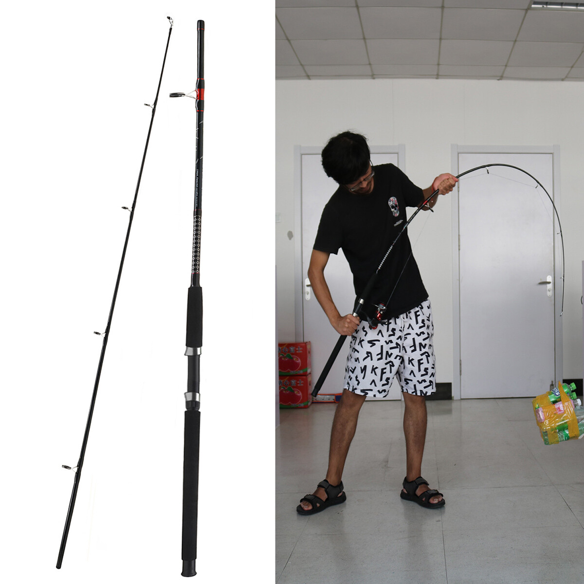 TRACTO Saltwater Fishing Rod 7′ 15-30lb Medium Heavy Spinning Jigging Carbon Rod