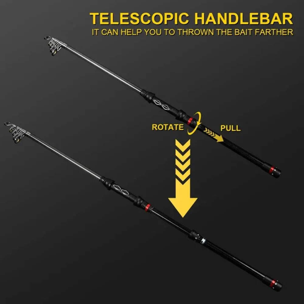 JSFUN Carbon Telescopic Rock Fishing Rod 1.8M 2.1M 2.4M 2.7M 3.0M Ultra Light Ro