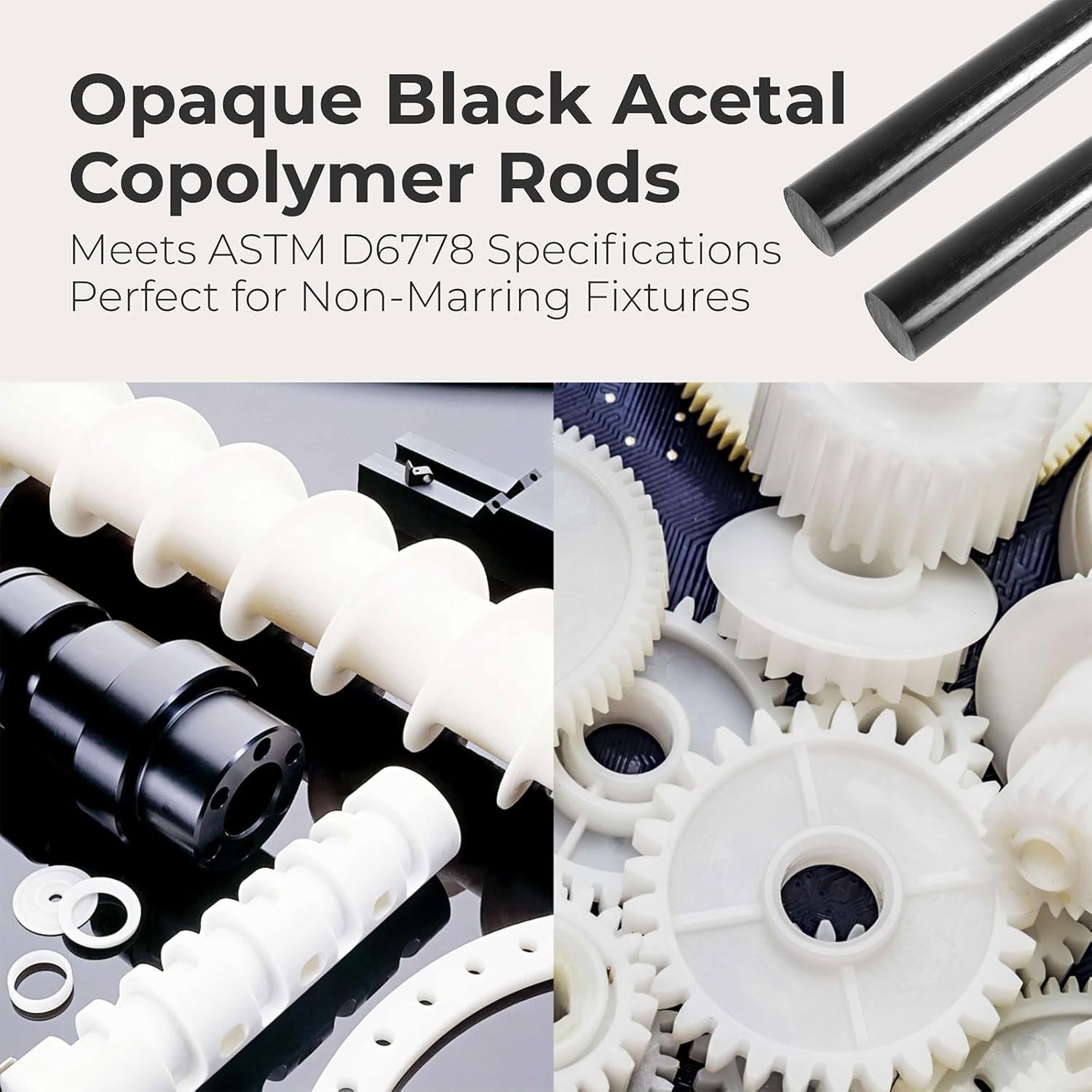 Durable Black Acetal Copolymer Rods – 2 In Diameter, 12 In Length – 2-Pack