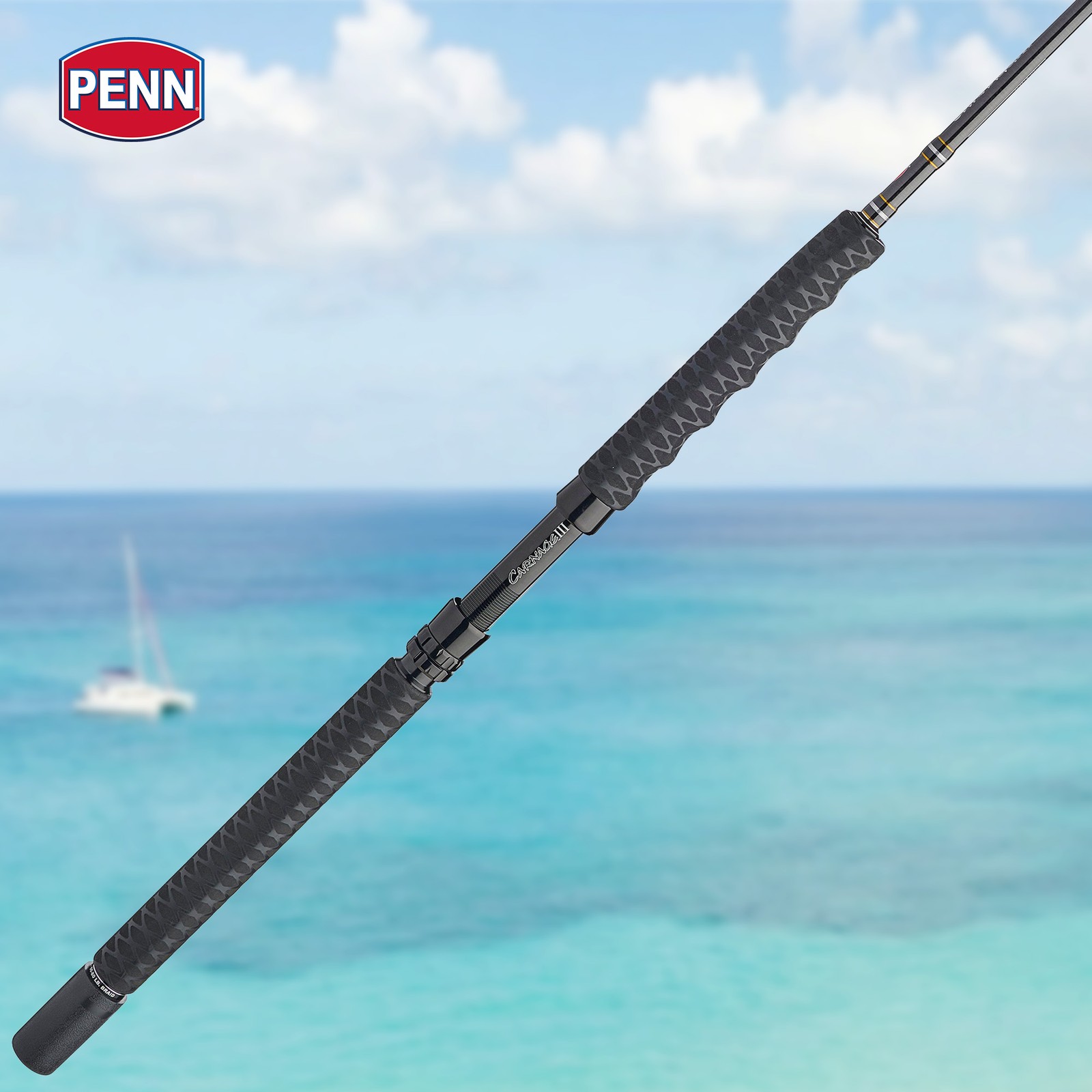 PENN Carnage III Conventional Boat Rod, 6’6″ Fishing Pole, Medium Power