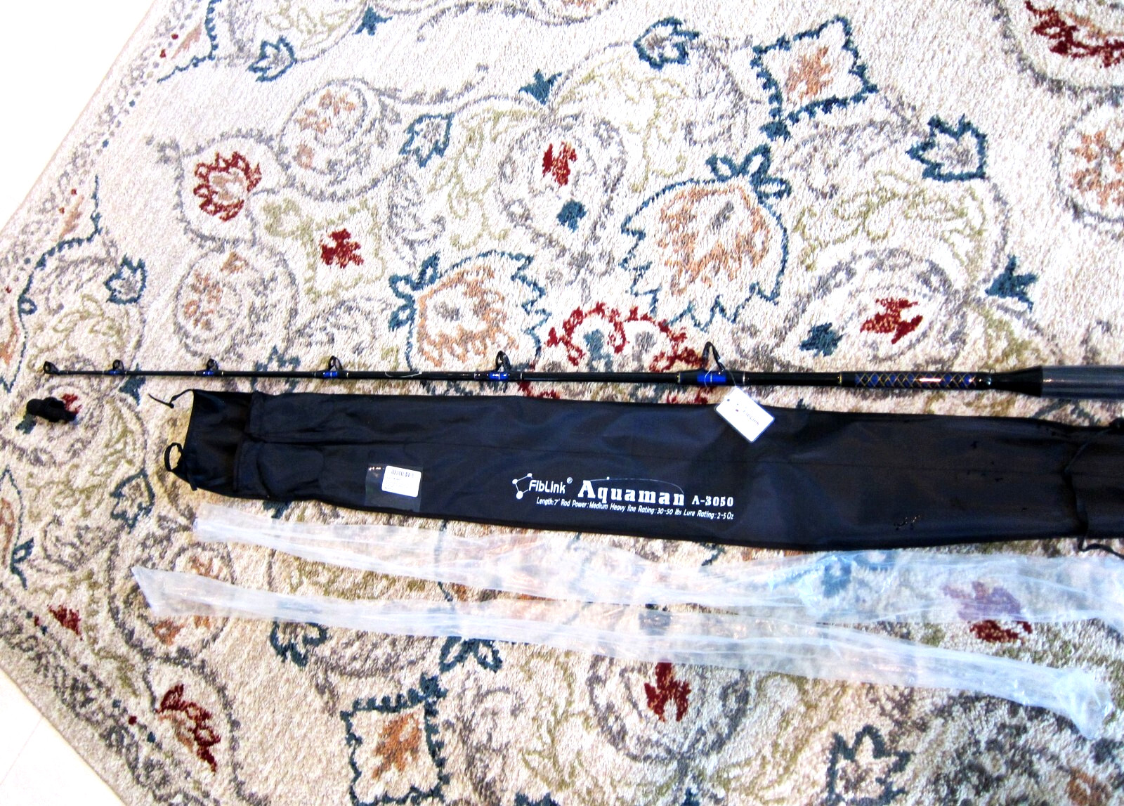 FibLink Aquaman A-3050 2-PC Stand-Up/Jigging Rod w/Case: 7′; 30-50lb – NEW!!!