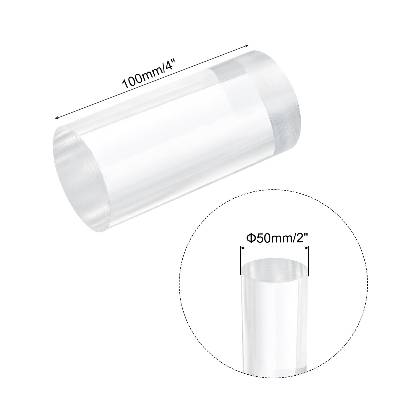 1 PCS Acrylic Round Rods Clear 2×4 Inch 50x100mm Dowel Sticks DIY Plastic