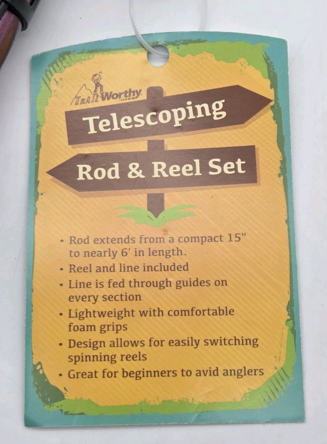 Trail Worthy Telescoping Fishing Rod & Reel Set Extends From 15″ to 6′ Red