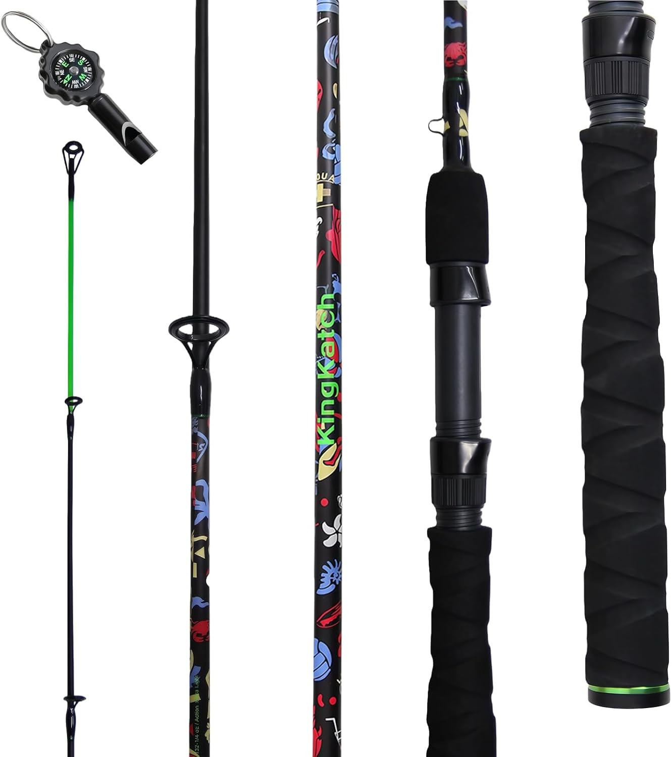 5’6″ Ultra-Light Spinning Fishing Rod Threaded Grip Gun Handle Durable Composite