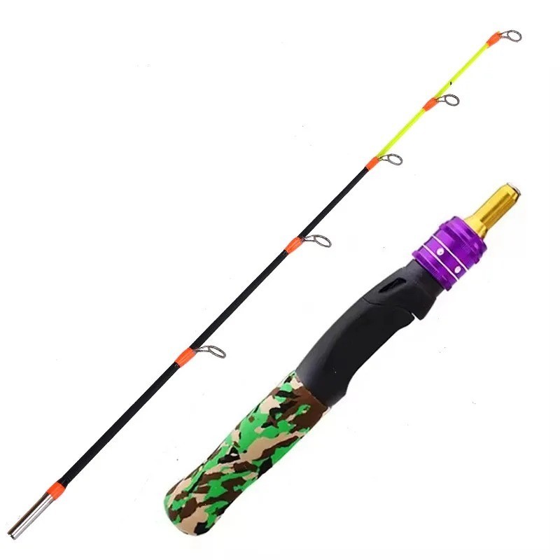 Ice Fishing Rod Carbon Spinning Pole Adult Winter EVA Handle 61cm 2 Piece