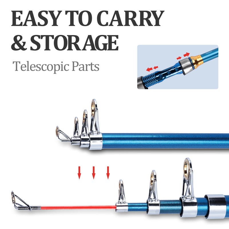 Portable Travel Spinning Pole Carbon Fiber Telescopic Fishing Rod Sea Freshwater