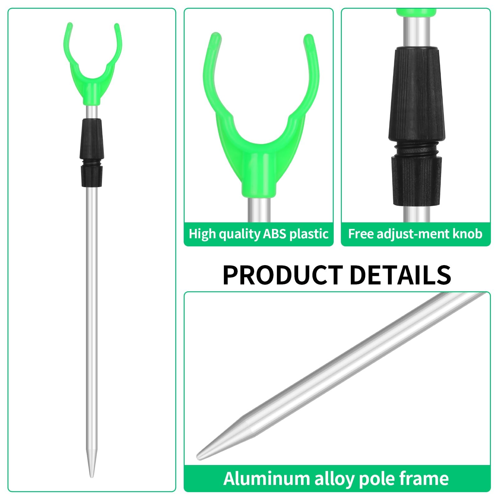 Fishing Rod Holder for Ground: 6pcs Extendable One Size, Green Fork