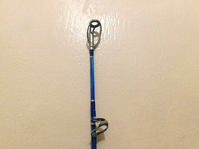 CUSTOM CONVENTIONAL ROD 7′ SEA BLUE PEARL MARBLE 25-50 LB TURBO GUIDES NEW
