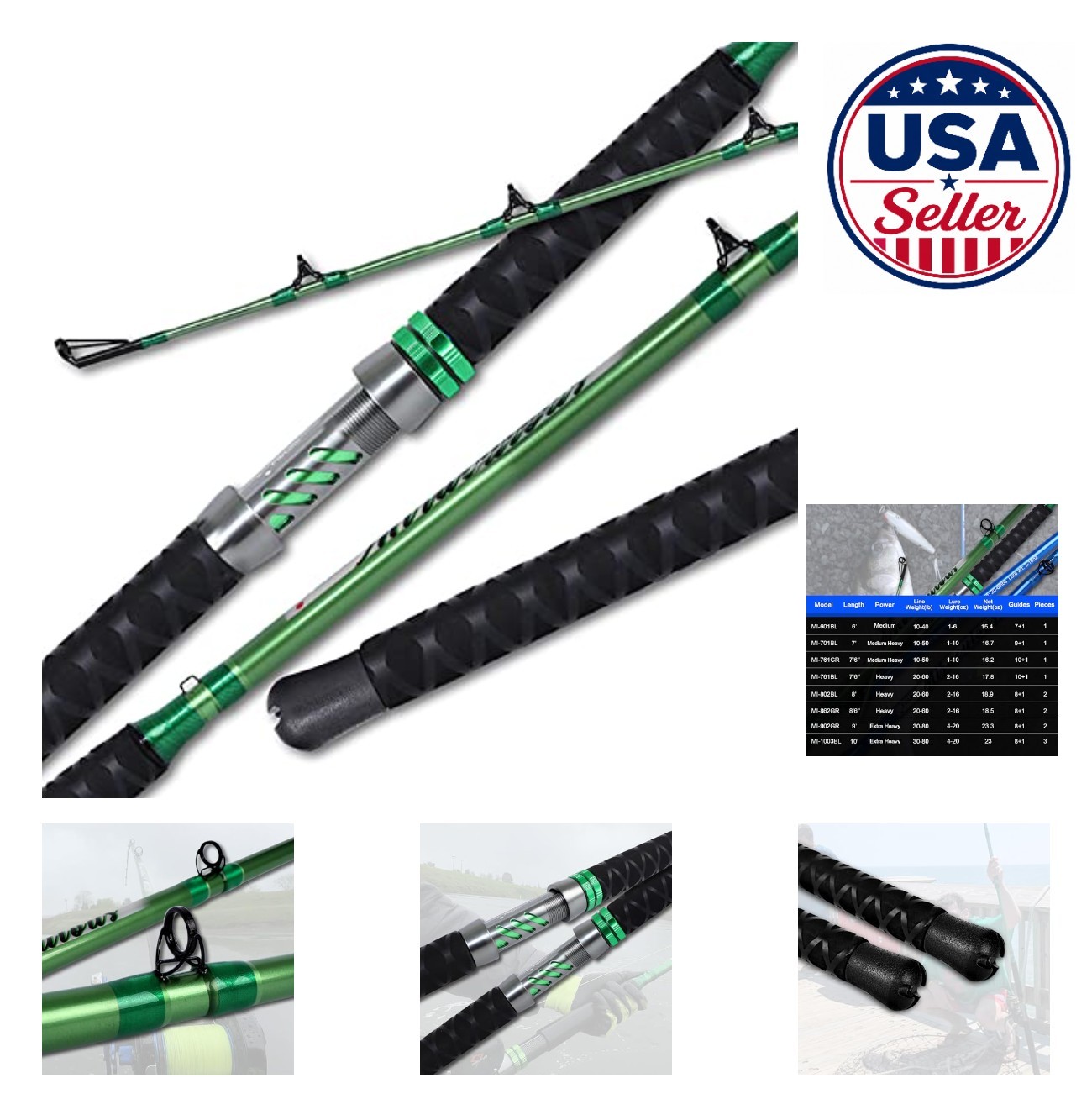 Catfish Fishing Rod Heavy Power Fast Action 9 Feet 1 Piece 2 Piece Casting Rod