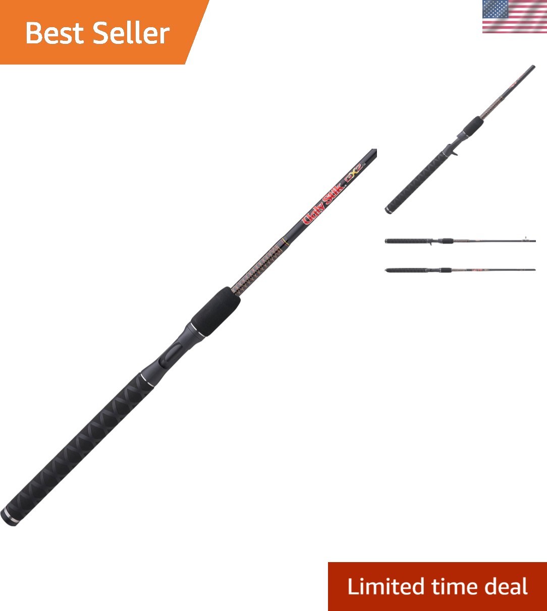 Durable 7′ GX2 Casting Fishing Rod – Ugly Tech Construction & Full Grip