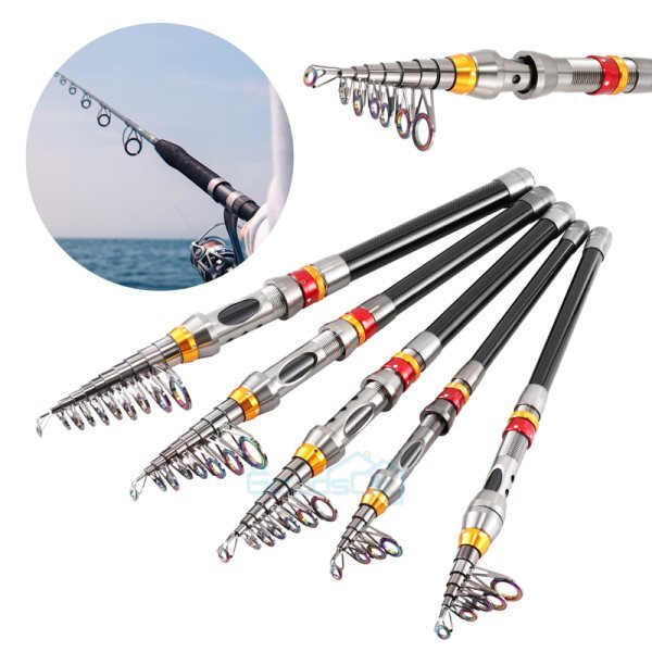Fishing Pole Spinning Rod Carbon Fiber Telescopic Portable Saltwater Freshwater