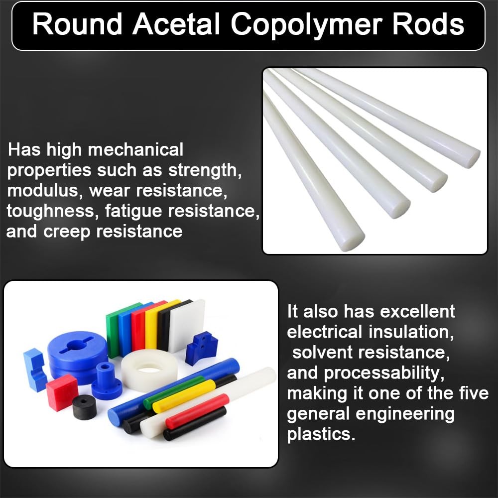 Round Acetal Copolymer Rods 2×12 Inch Opaque White POMC Plastic 1 PCS