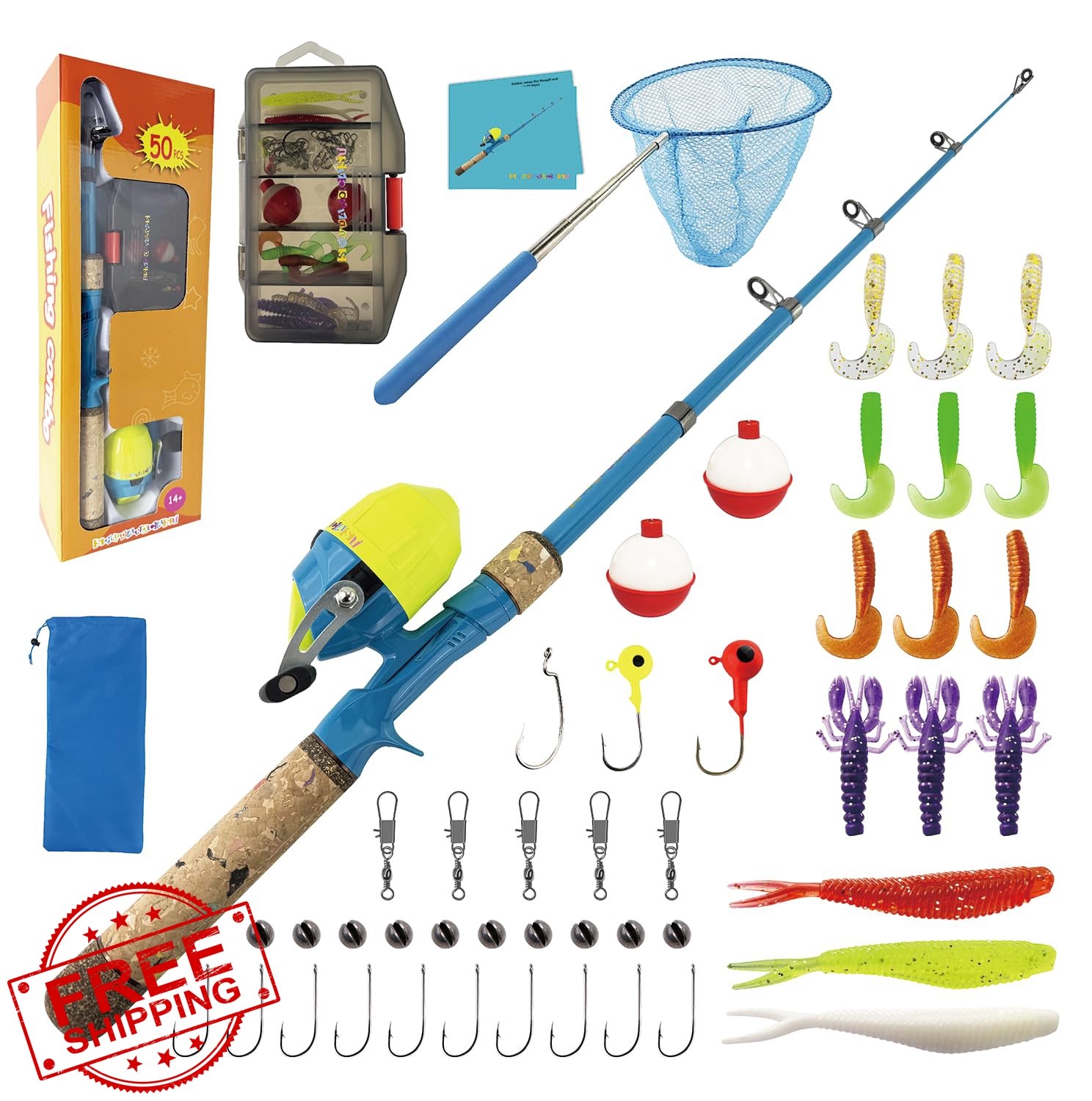 shudarocast Blue 1.5m Kids Fishing Rod Set