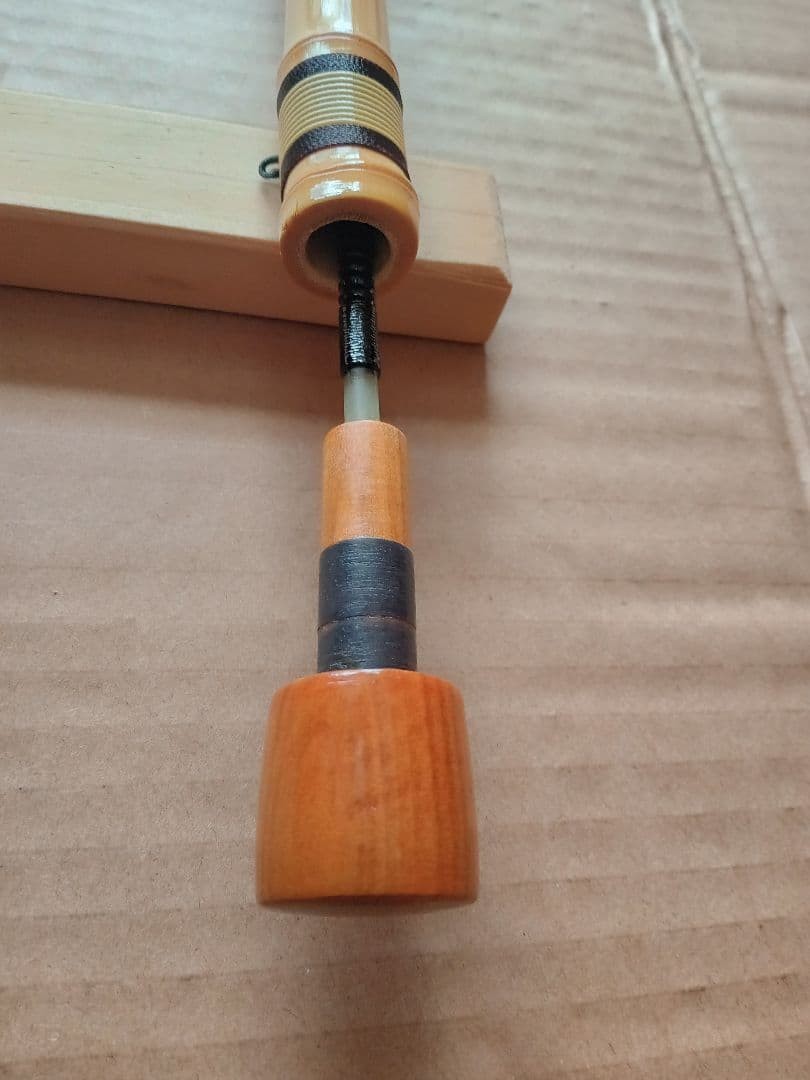 Chinu Bamboo Raft Fishing Pole 200cm, Fuji Guides, Wooden Grip, Used