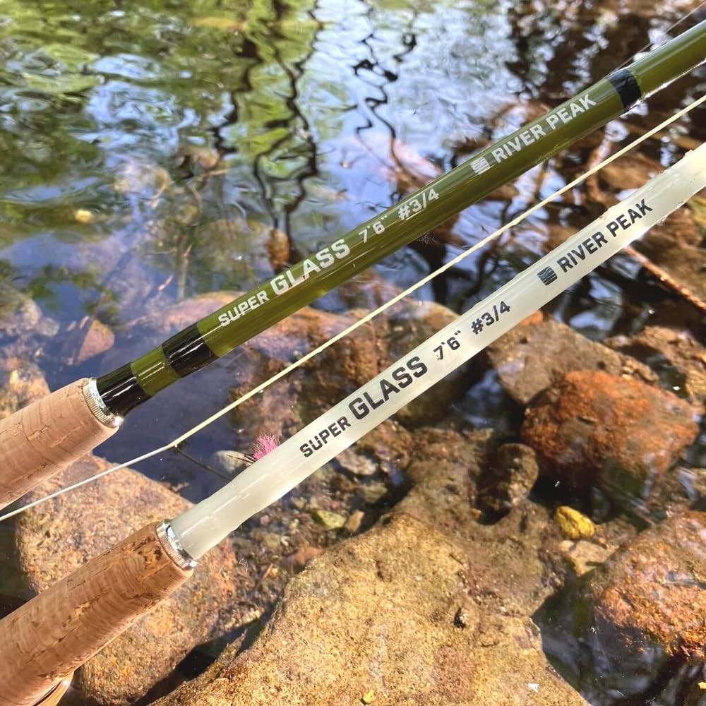 River Peak Super GLASS Fiberglass Fly Fishing Rod Clear 7’6″ #3/4