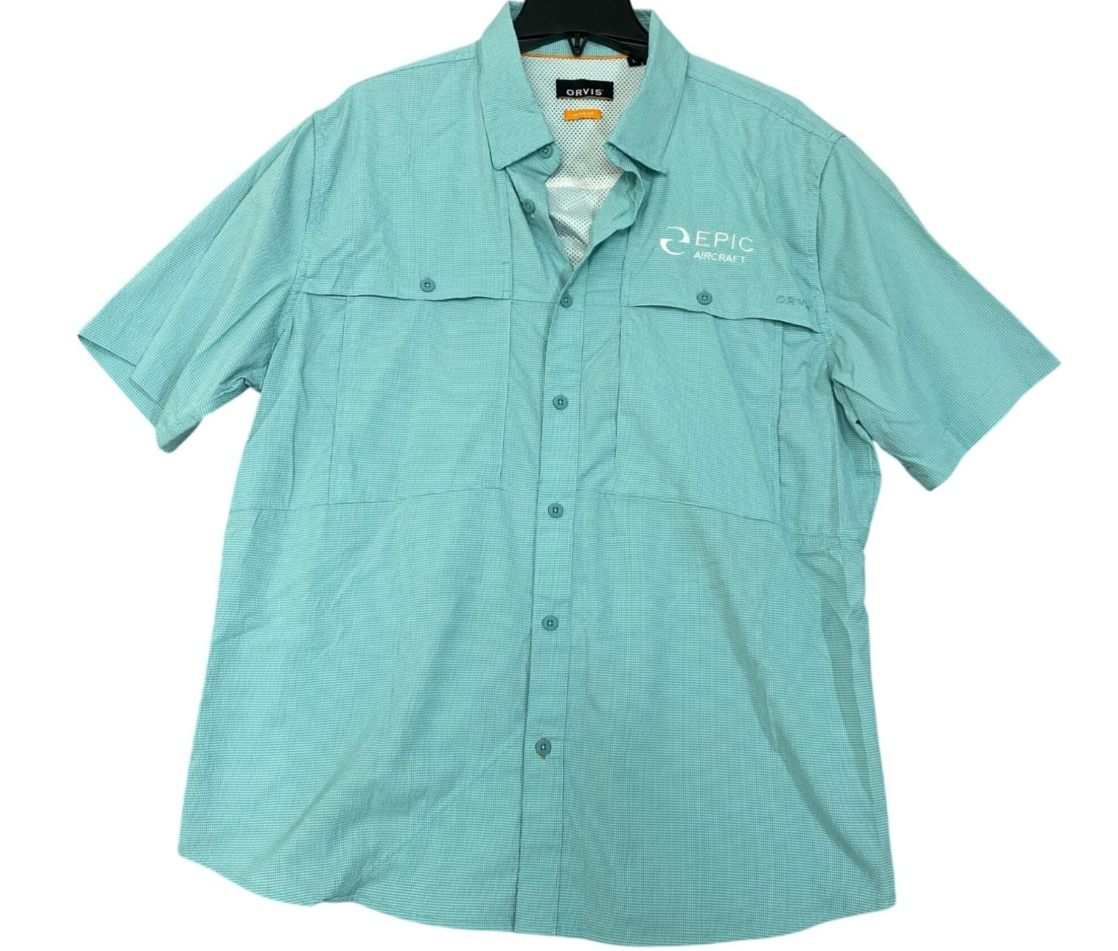 Orvis Men’s L Active Fit Short Sleeve Button-Up Shirt Outdoor Blue F1351