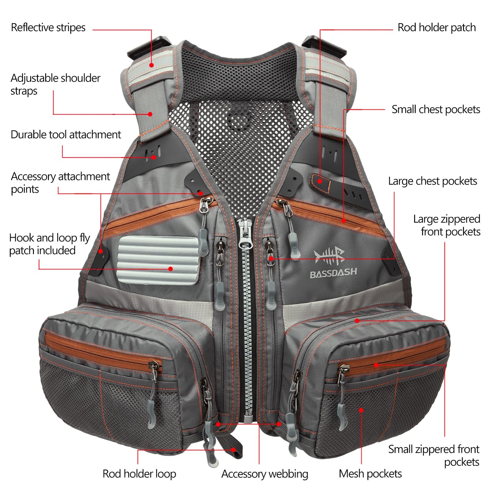 Youths Kids Fly Fishing Vest Adjustable Multiple Pockets Gear FV09