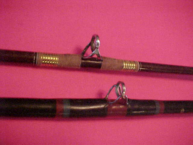 NICE PAIR OF 2 VINTAGE CUSTOM MADE 30 TO 60# CLASS CONVENTIONAL FISHING RODS W@W