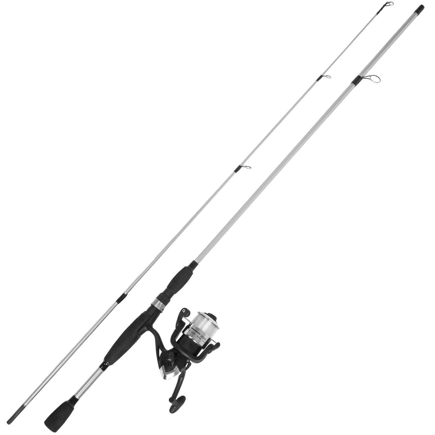 Fiberglass Collapsible Spinning Fishing Rod 78-Inch Silver Metallic Rods for